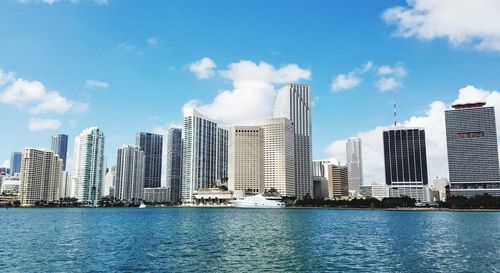 Modern buildings in city against sky