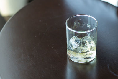 Close-up of water in glass on table