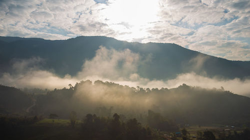 Scenic view of mountains against sky