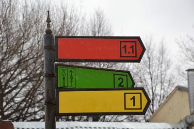 Information sign on road during winter