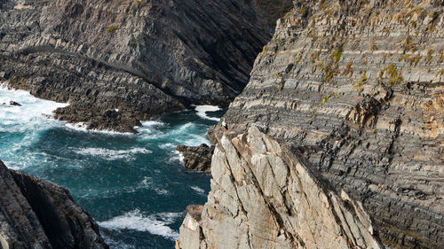 High angle view of rock formations