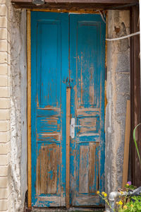 Closed door of old building