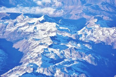 Aerial view of snowcapped mountains