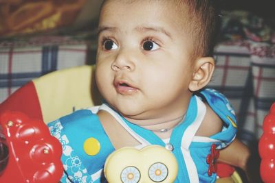 Close-up portrait of cute baby girl