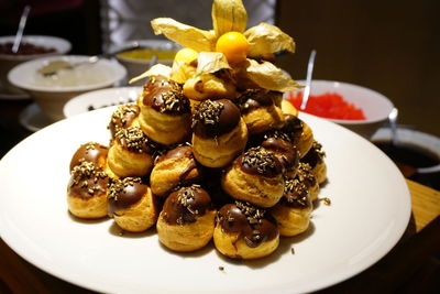 Close-up of dessert in plate on table