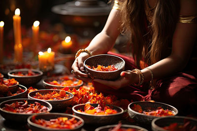 Midsection of woman preparing food