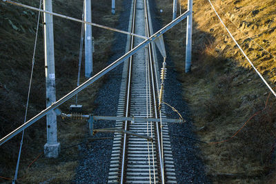 High angle view of railroad tracks