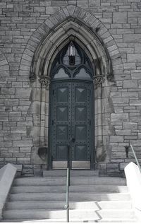 Closed door of building