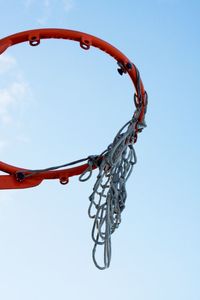 Low angle view of basketball hoop against clear sky