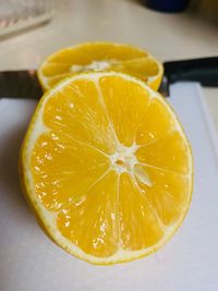 High angle view of lemon on table