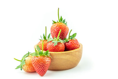 Close-up of strawberry against white background