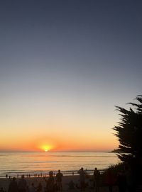 Scenic view of sea against clear sky during sunset