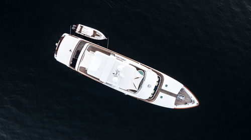 High angle view of boat in sea