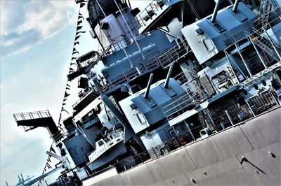 Low angle view of ship against sky