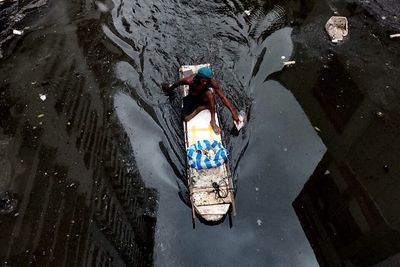 Reflection of built structure in water