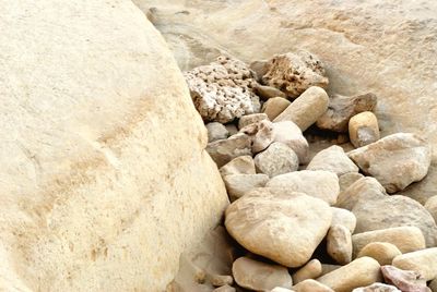 Close-up of pebbles on beach