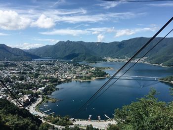 High angle view of lake against sky