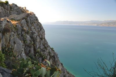 Scenic view of sea against clear sky