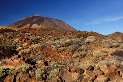 Rocky landscape against blue sky