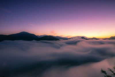 Scenic view of dramatic sky during sunset