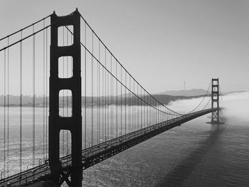 Suspension bridge over river