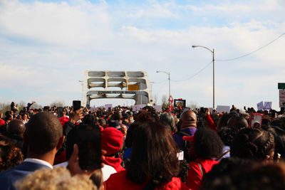 Rear view of people at a march