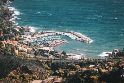 High angle view of sea against sky