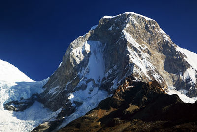 Close-up of snowcapped mountain peak