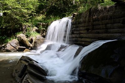 View of waterfall in forest