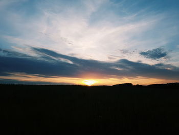 Scenic view of silhouette landscape against sky during sunset