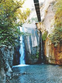 Water flowing through rocks