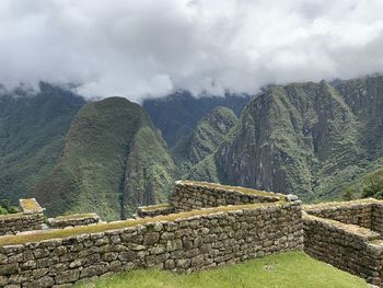 View of the sacred valley next to the macchu picchu ruins in peru