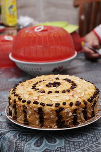 Close-up of cake on table