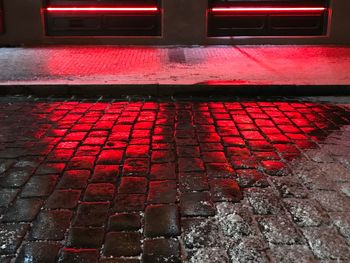 Close-up view of red paving stone