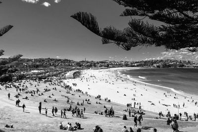 High angle view of people on beach