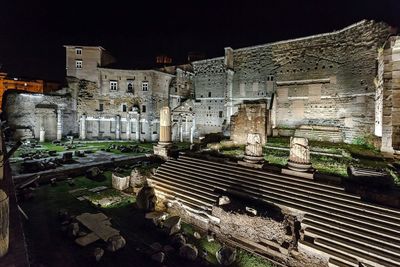 View of built structure at night