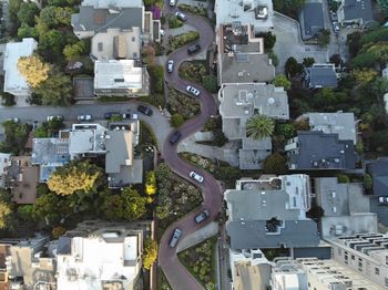 High angle view of buildings in city