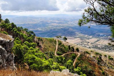 High angle view of landscape against sky