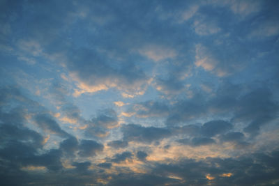 Low angle view of clouds in sky during sunset