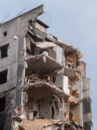 Low angle view of old building against clear sky