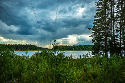 Scenic view of lake against sky