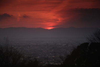 Scenic view of dramatic sky over city