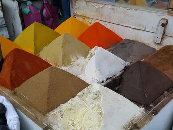High angle view of multi colored for sale in market