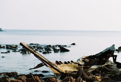 Scenic view of sea against clear sky