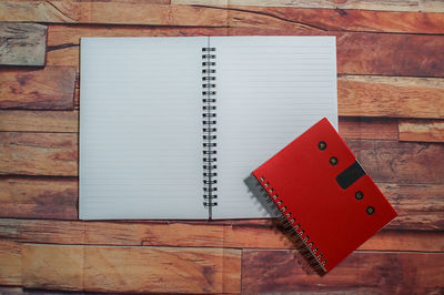 Directly above shot of open book on table