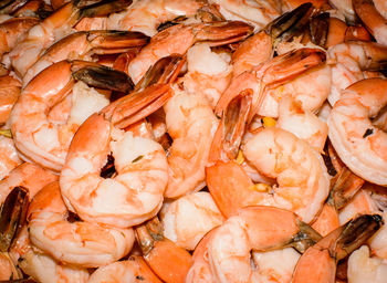 Full frame shot of prawns for sale in market