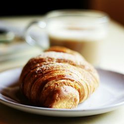 Close-up of croissant in plate