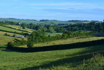 View  from donkey lane trail over valley towards poyntington, sherborne, doset, england.