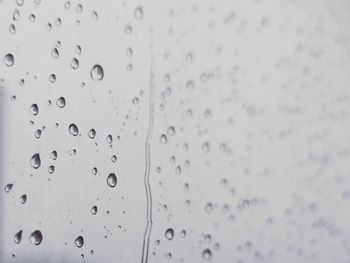 Full frame shot of raindrops on glass