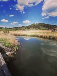 Scenic view of lake against sky